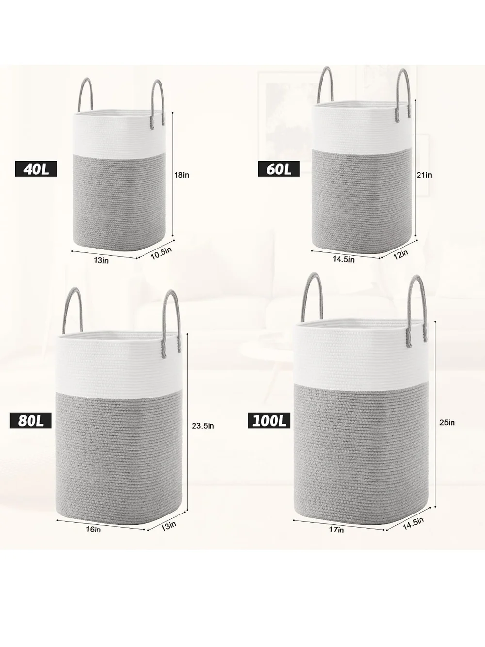 Artfell, Woven Cotton Laundry Basket, 60L